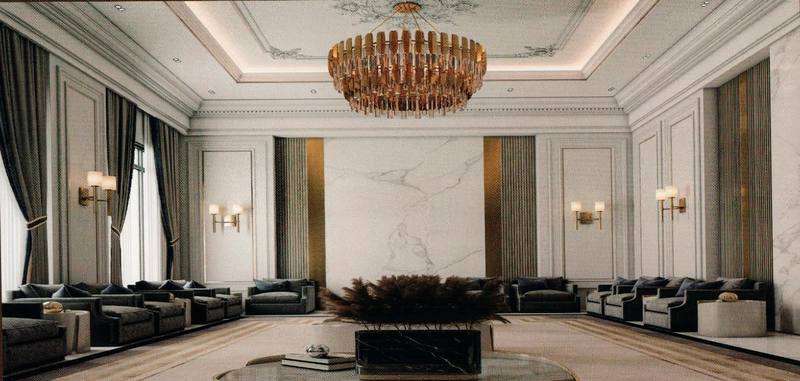 Marble entrance hall with geometric floor